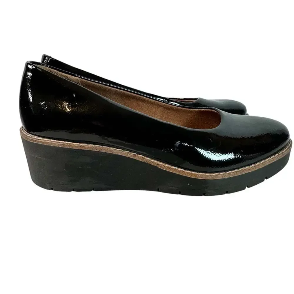 Eurosoft Faella Wedge Pump Size 9 Black Patent Leather Business Career Work